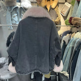 Women's Fox Fur Denim Winter Jacket – 2025 USA Streetwear Edition