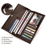 LAORENTOU Long Men's Wallet Soft Ultra-Thin Genuine Leather Wallet With Card Slot Large Capacity Male Purse Wallet Clutch Bag