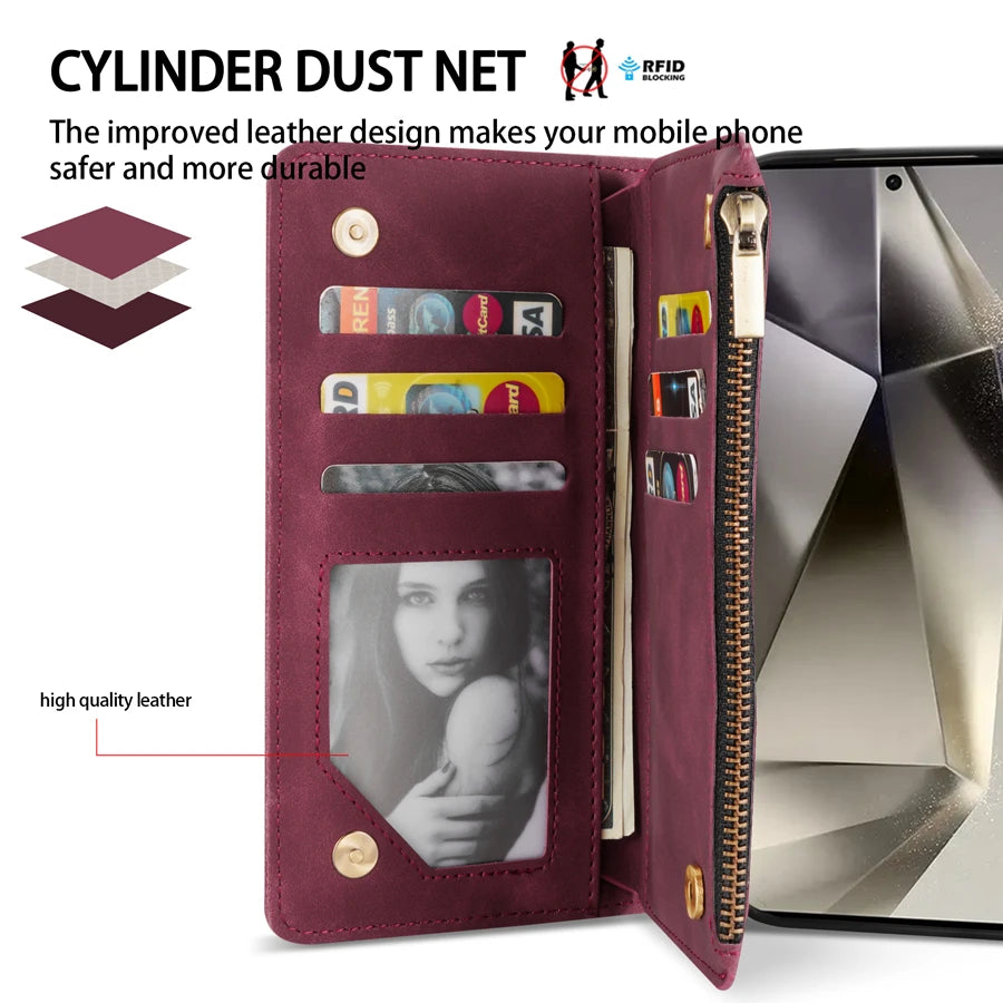 Samsung Galaxy Wallet Case with Strap & Stand