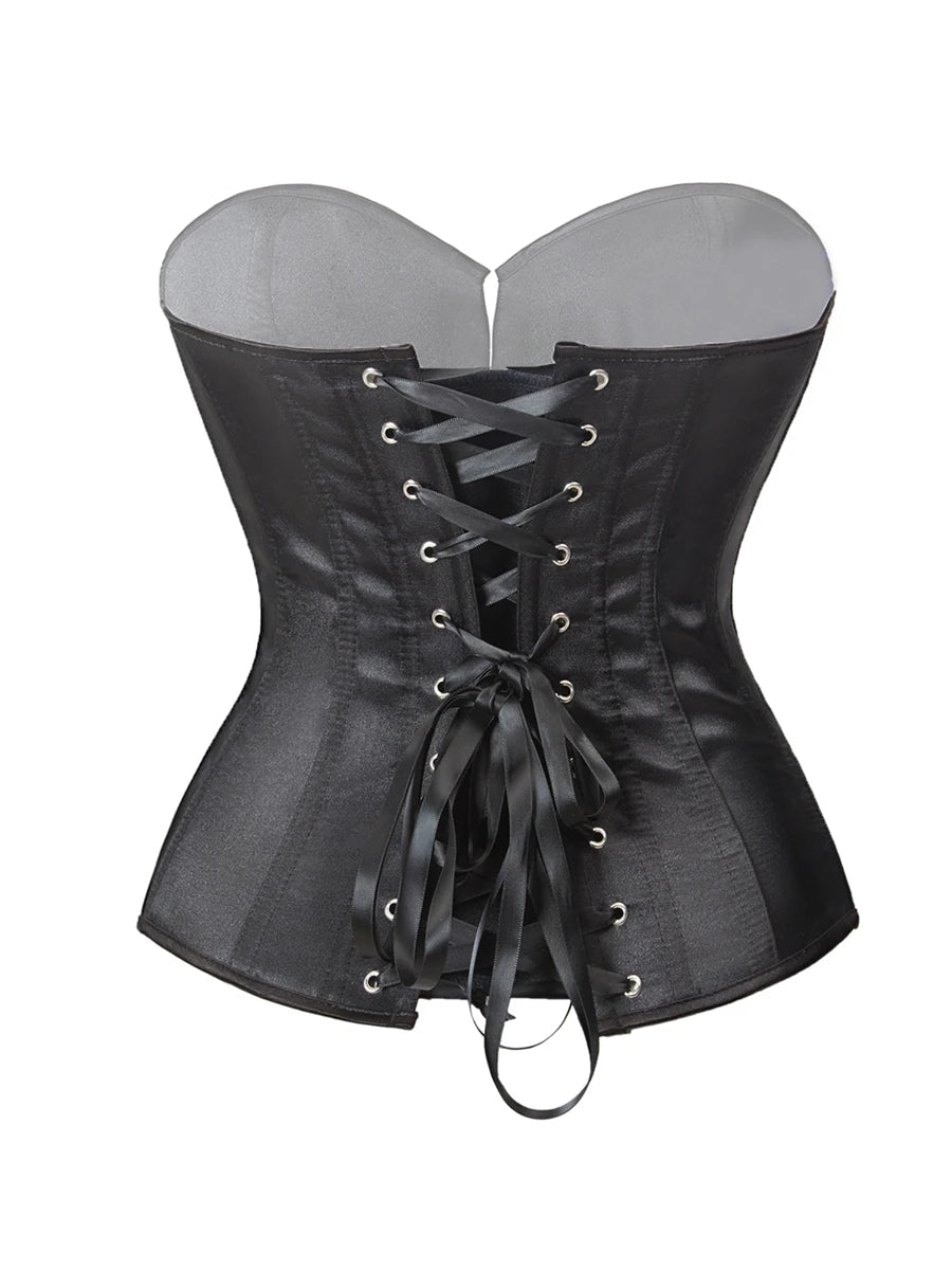 Floral Embroidered Lace-Up Corset Top