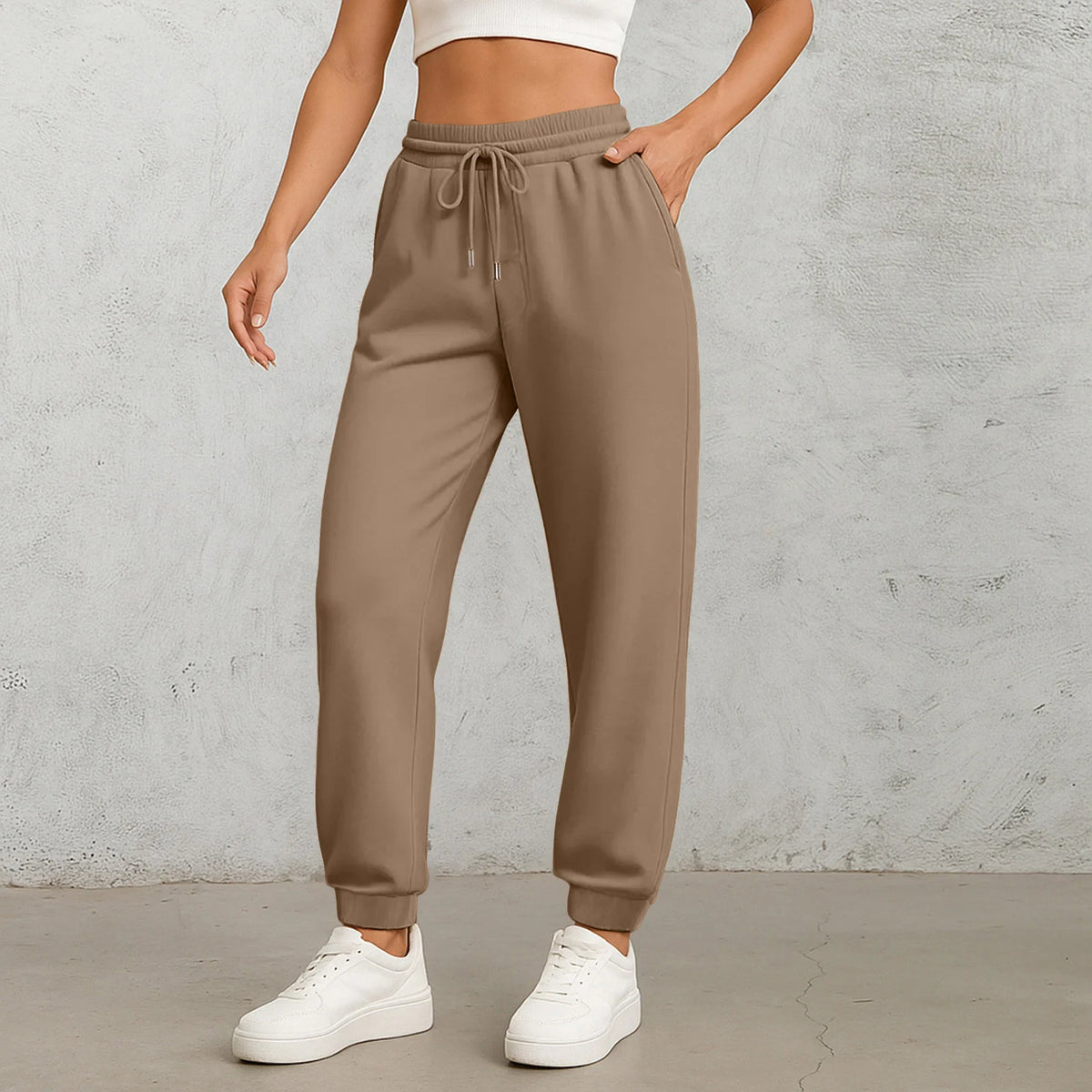 Women's High-Waist Drawstring Straight-Leg Pants