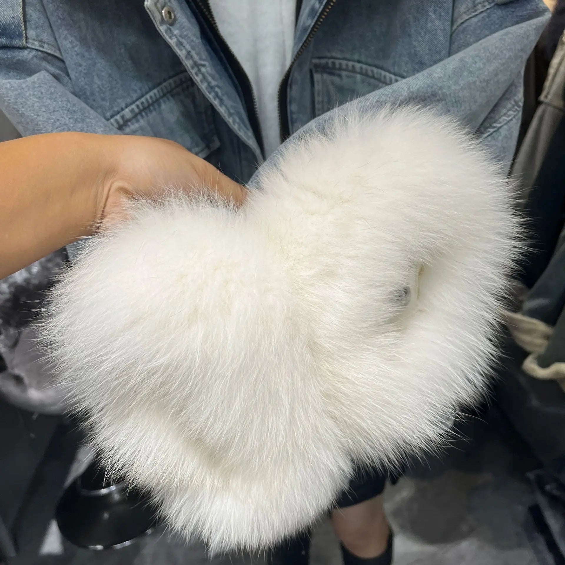 Women's Fox Fur Denim Winter Jacket – 2025 USA Streetwear Edition
