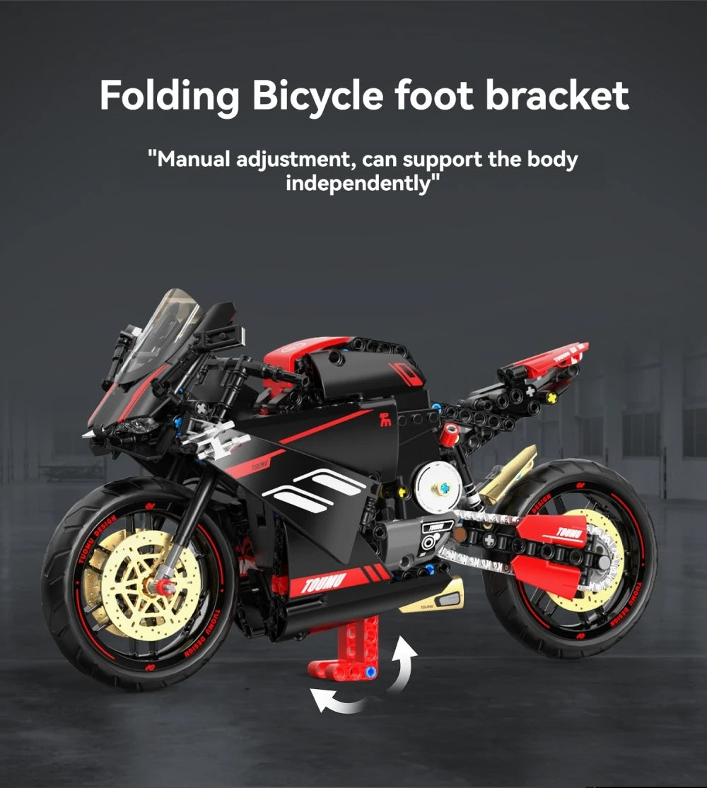 FUNXINEE Technical 1:5 Scale V4 Motorcycle Building Blocks Set MOC Style Assembly Bricks STEM Educational Gift for Boys Girls