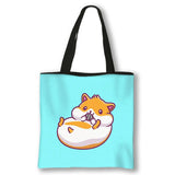 Kawaii Pet Guinea Pig Hamster Print Shoulder Bag Women Casual Handbags Large Capacity Totes Bag Eco Reusable Shopping Bags Gift