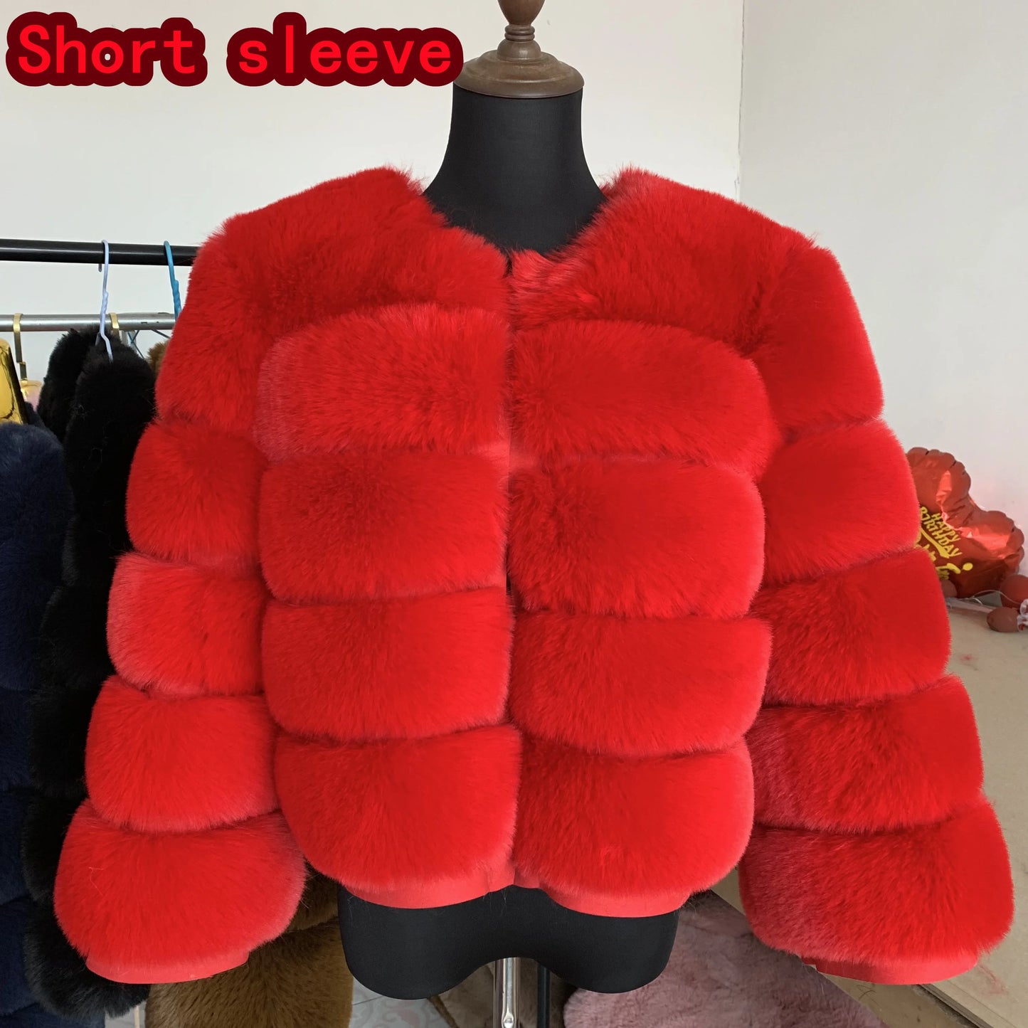 Elegant Winter Faux Fox Fur Crop Jacket