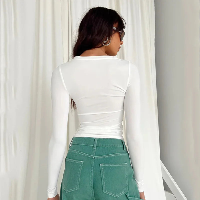 Slim Fit Long Sleeve Base Tee - Solid Casual Pullover