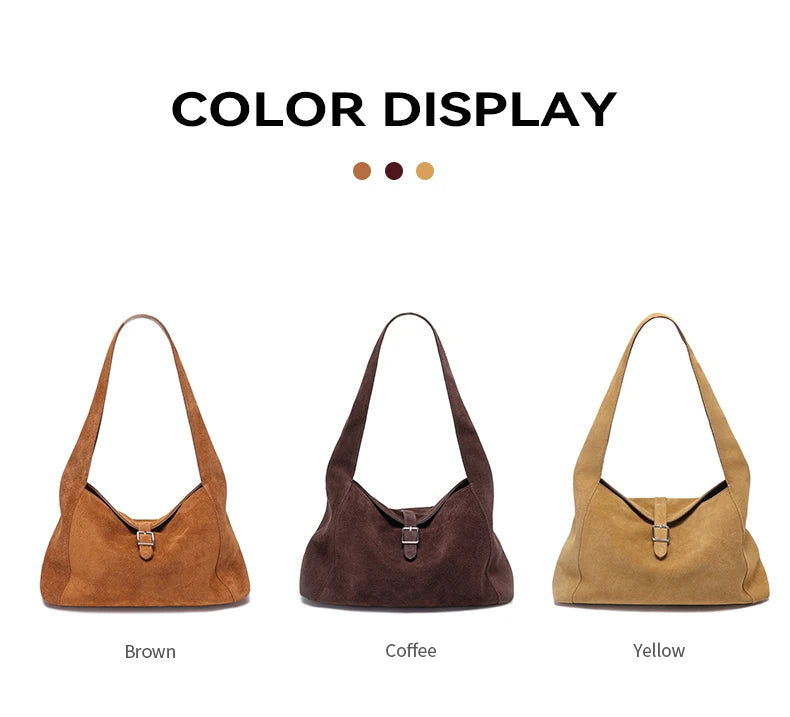 New Winter Women's Natural Suede Leather Bags Female Soft Cowhide Durable Crossbody Shoulder Bag Ladies Fashion Commute Handbags