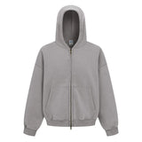 New Autumn and Winter Cashmere Zip Up Jacket Streetwear Casual Oversized Acid Washed Wax Printed Hooded Fleece Zipper Hoodie