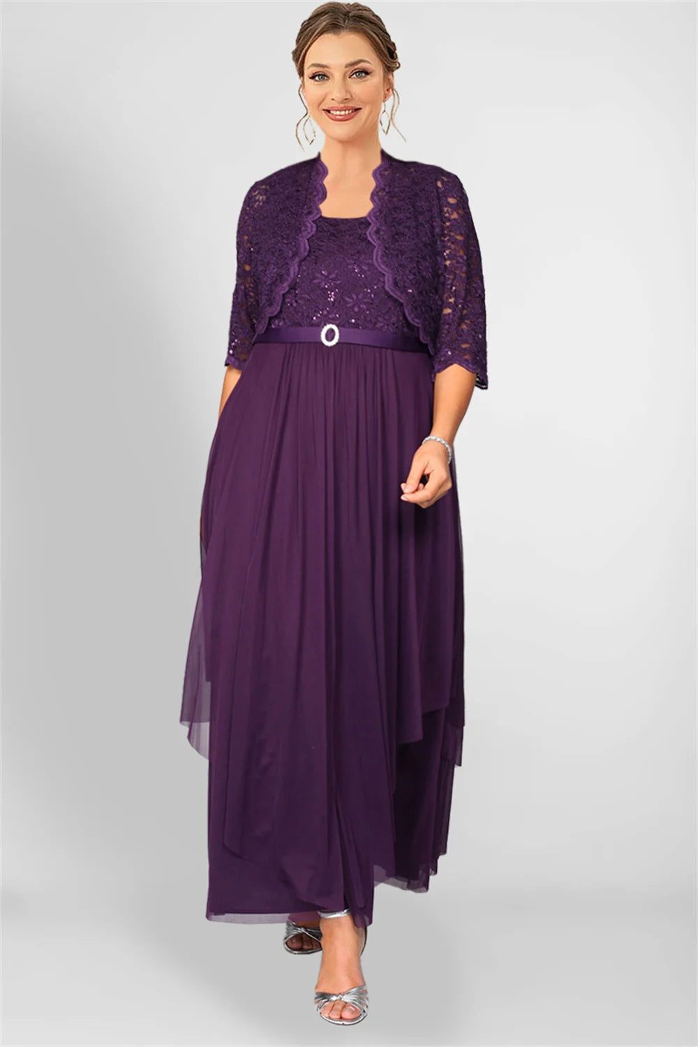 Elegant Sequined Chiffon Maxi Dress