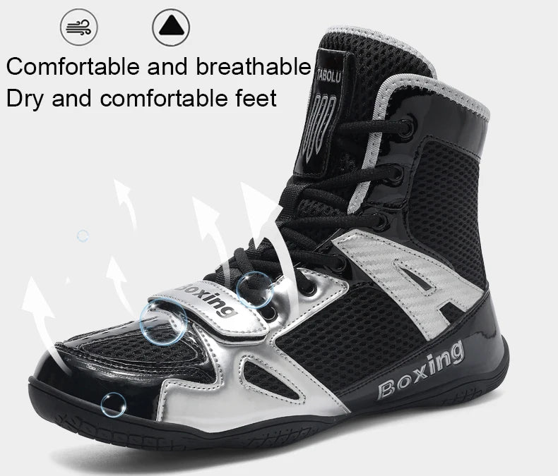 Wrestling Shoes Men 2025 High Top Professional Breathable Mesh Boxing Shoes Wrestling Fighting Sanda Weightlifting Squat Shoes
