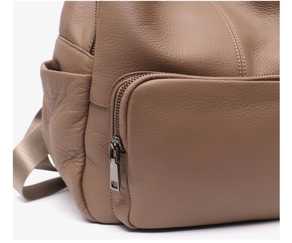Natural Cowhide Backpack for Women&men Minimalist Design Casual Daily Versatile College Students' Shoulder Bags Travel Knapsack