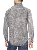 New style denim shirt, long-sleeved, new trend, men's casual shirt, versatile and high-end, double-pocket tie-dye top, color-mat