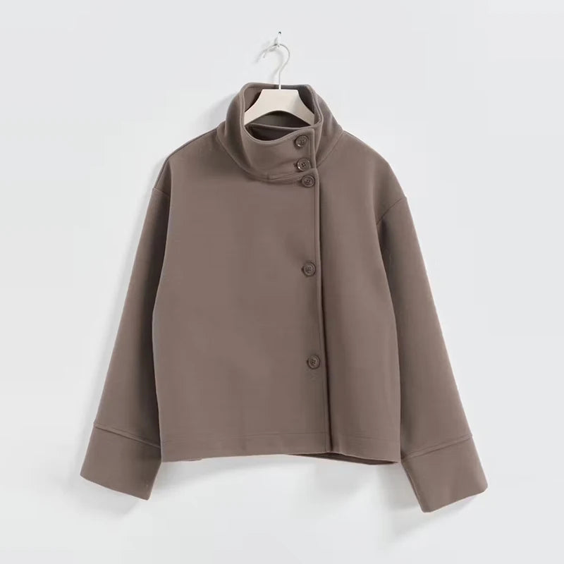 Stand Collar Woolen Short Coat