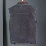 Vintage Denim Vest – Men's Relaxed Fit Sleeveless Jacket