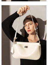 2026 Spring New Luxury Brand Women Shoulder Bags Split Leather Black Handbags Women Fashion Gold Buckle Underarm Bags