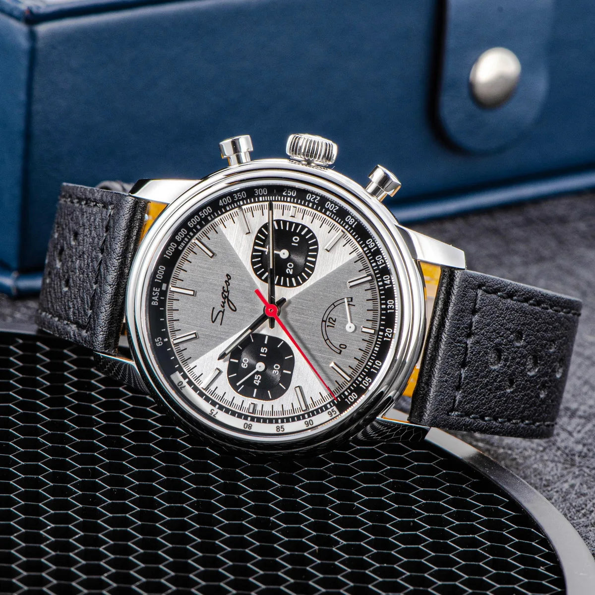 Sugess Pilot Watch Men ST1906 Movement Handwind Chronograph Wristwatches Sapphire Waterproof Hand Wind PowerReserve Luminous V2