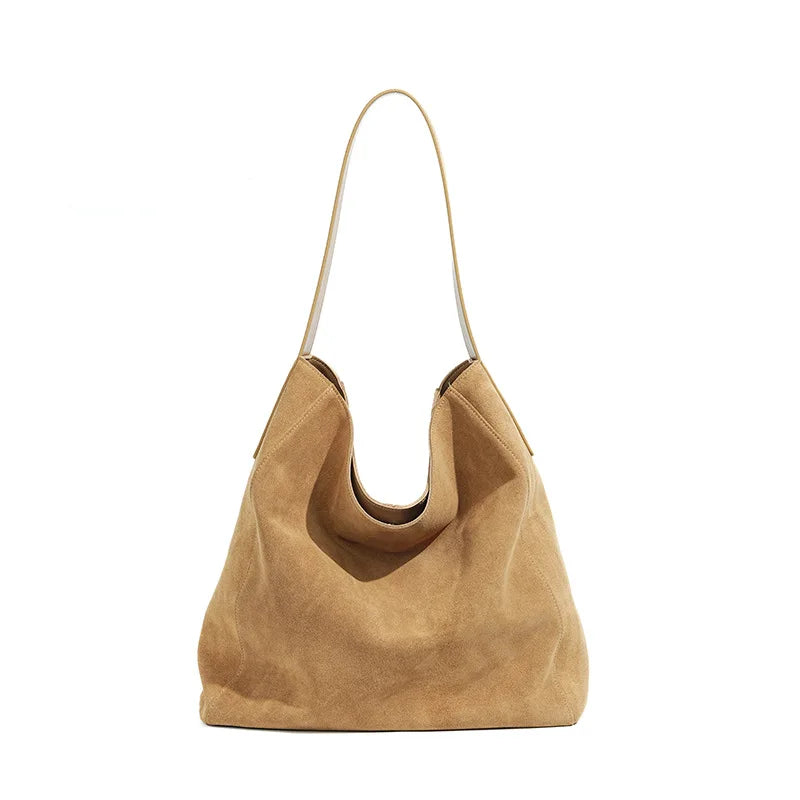 Frosted Suede Tote Bag – Large Capacity Shoulder Bag
