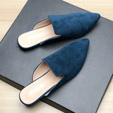 Female Simple Sewing Plain Shoes Outdoor Pointy Toe Slides Camel Blue Soft Sole Wide Fitting 48-33 2022 New Arrivals De Mujer