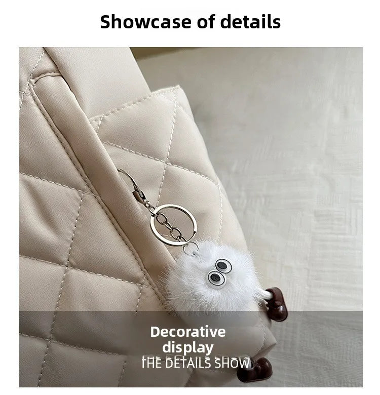 Multi Pocket Women Mailman Bag Diamond Patterned Cotton Clothing Shoulder Bag Large Capacity Tote Bag Casual Nylon Shoulder Bag