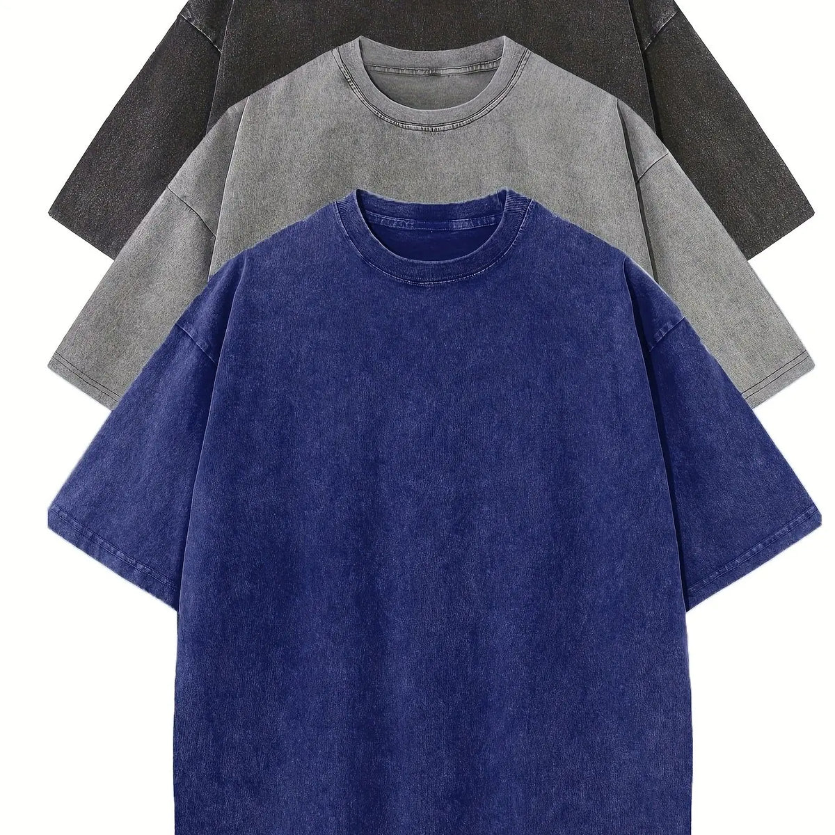3pcs Men's 100% Cotton Loose-Fit T-Shirts in Solid Colors Casual Short Sleeve Crew Neck Ideal for Summer Outdoor
