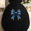 Floral Bow Accent Casual Hoodie