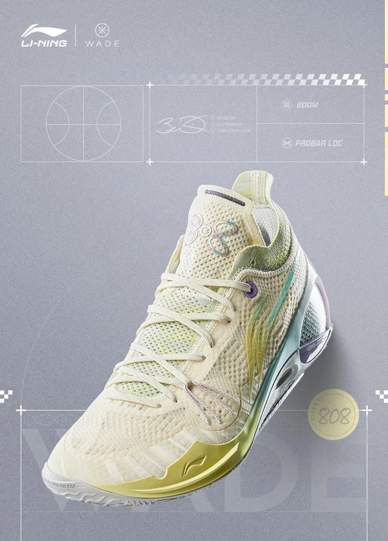 Li-Ning Men's WADE 808 3 ULTRA V2 Professional Basketball Shoes BOOM Springy Heel Support LiNing Durable Game Shoes ABAU047