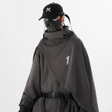 Oversized High-Collar Techwear Pullover Hoodie