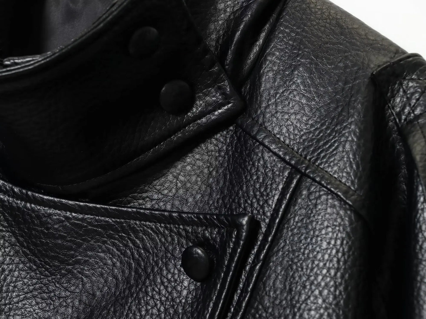 TFMLN Chic Black Faux Leather Jackets Women Long Sleeve Buttons Elastic Oversized Coats Fashion 2025 Autumn Winter Streetwear