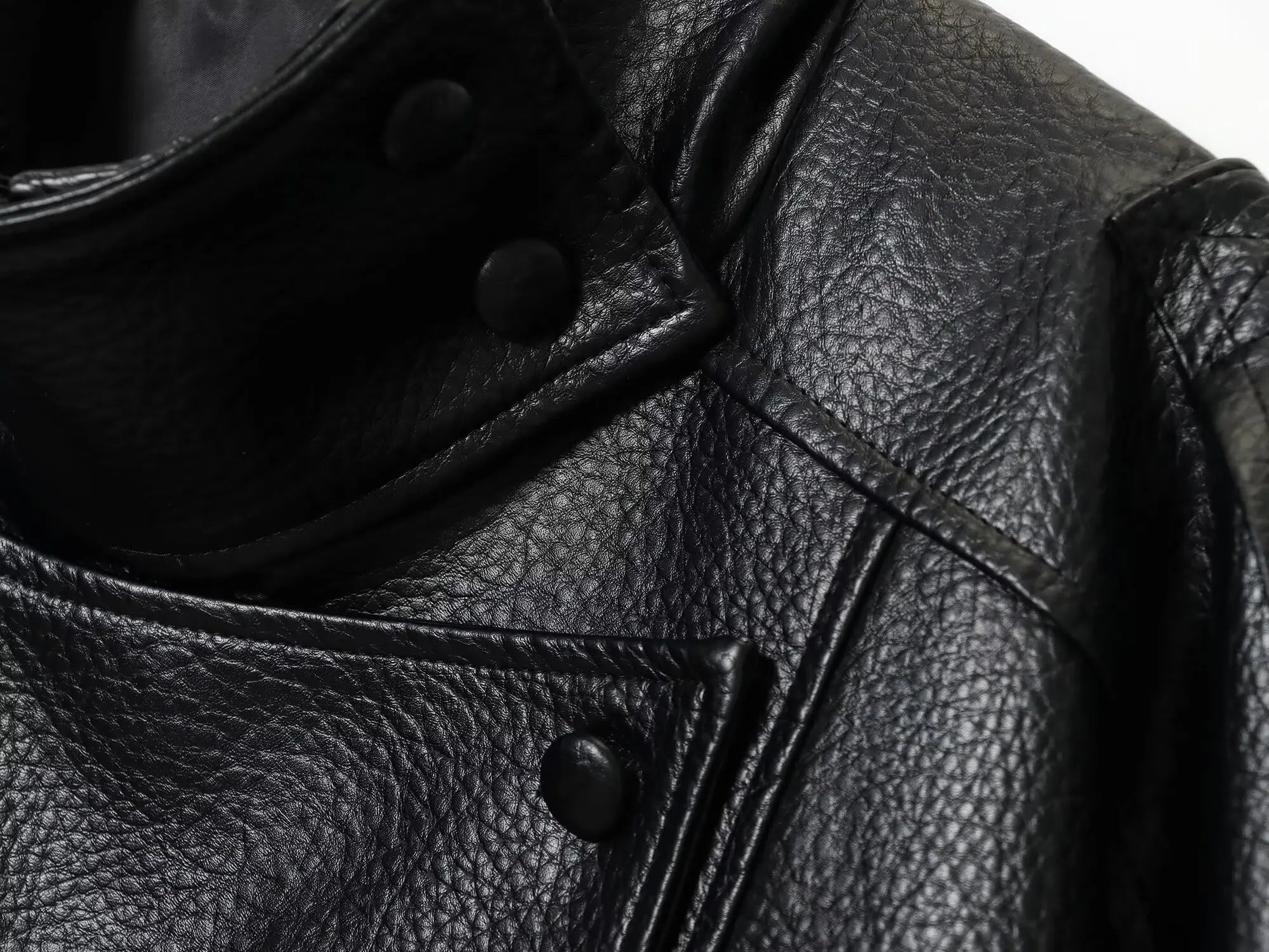 TFMLN Chic Black Faux Leather Jackets Women Long Sleeve Buttons Elastic Oversized Coats Fashion 2025 Autumn Winter Streetwear