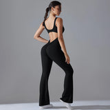 Sexy Back V Jumpsuit Gym Set Women Training Yoga Suit Sportswear Women Sports Jumpsuit Fitness Rompers Stretch Workout Bodysuits