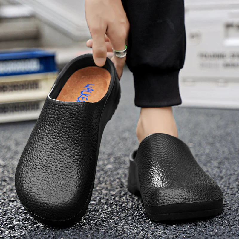 Men's and Women's Summer Breathable, Waterproof, Non-Slip Kitchen Shoes, Slip-On Beach Shoes, Toe-Toe Sandals and Slippers
