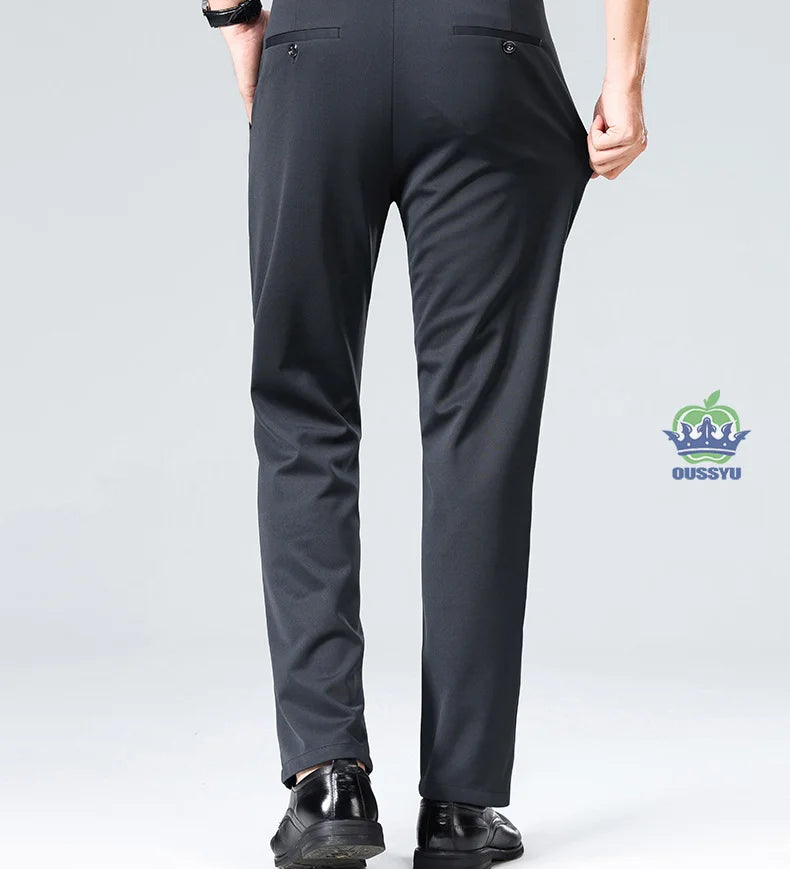 Men's Stretch Suit Pants — Slim Straight Business Formal Trousers