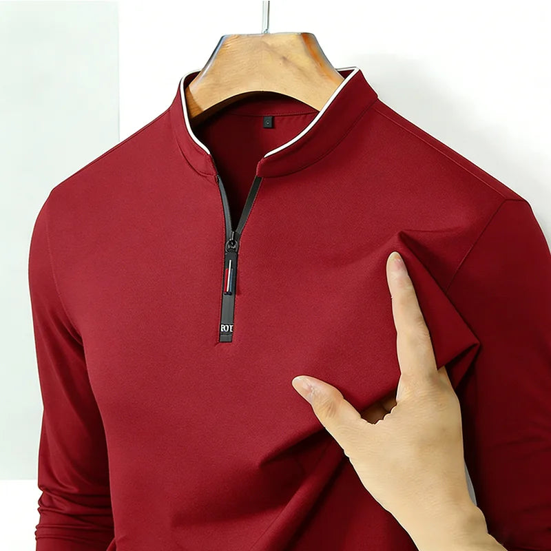 Men's Half-Zip Polo | Wrinkle-Free Long Sleeve Top