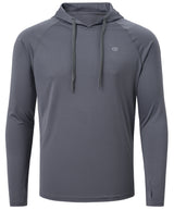 Summer Men's Long Sleeve UPF 50+ Hoodie T-Shirts, Rash Guard Quick Dry T-shirt Outdoor Sport Running Pullover