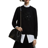 Floral Embroidered Women's Pullover Sweatshirt with O-Neck