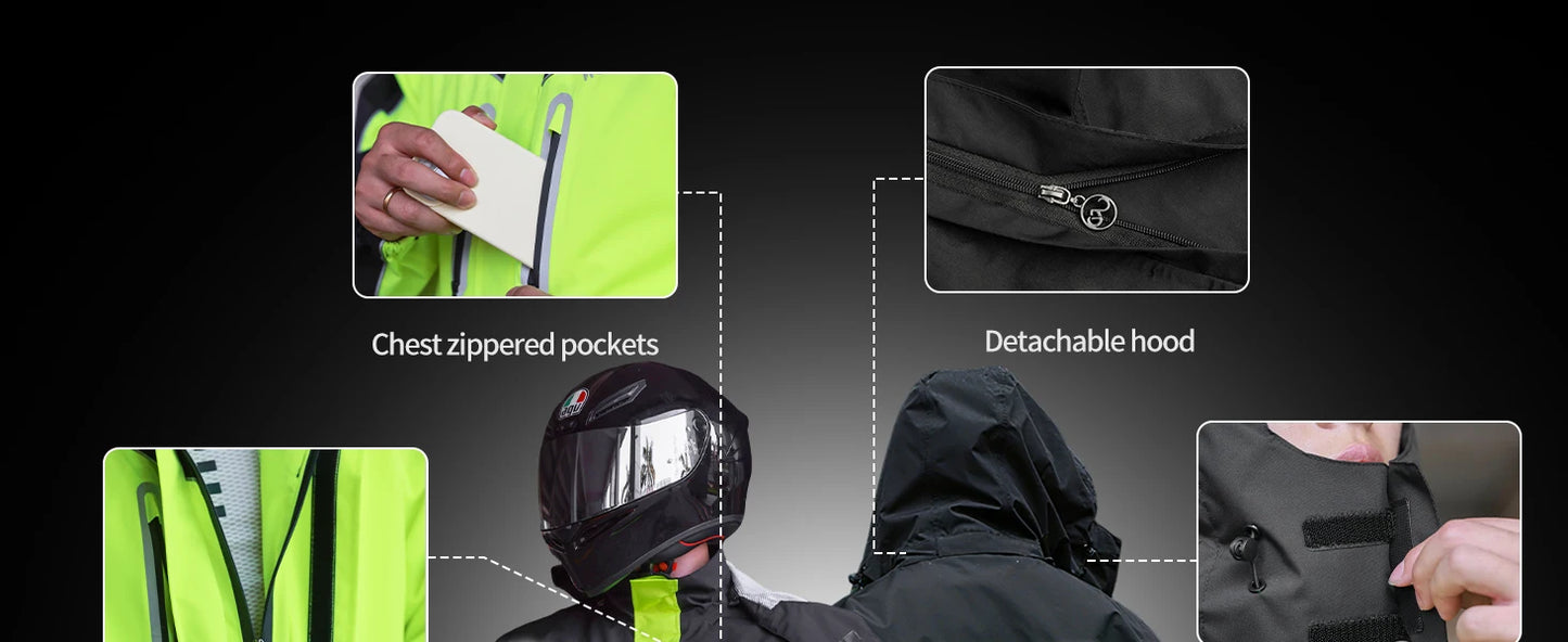 WOSAWE Unisex Waterproof Riding Rain Jacket | Reflective