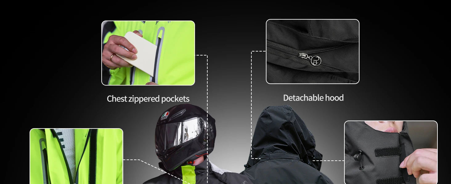 WOSAWE Unisex Waterproof Riding Rain Jacket | Reflective