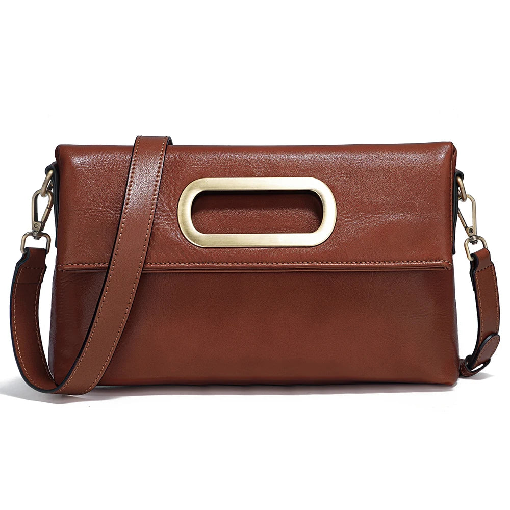 Zency Vintage Genuine Leather Handbag for Women Large Capacity Brown Crossbody Designer Shoulder Bag 2026 Summer Beige Sac Bolsa