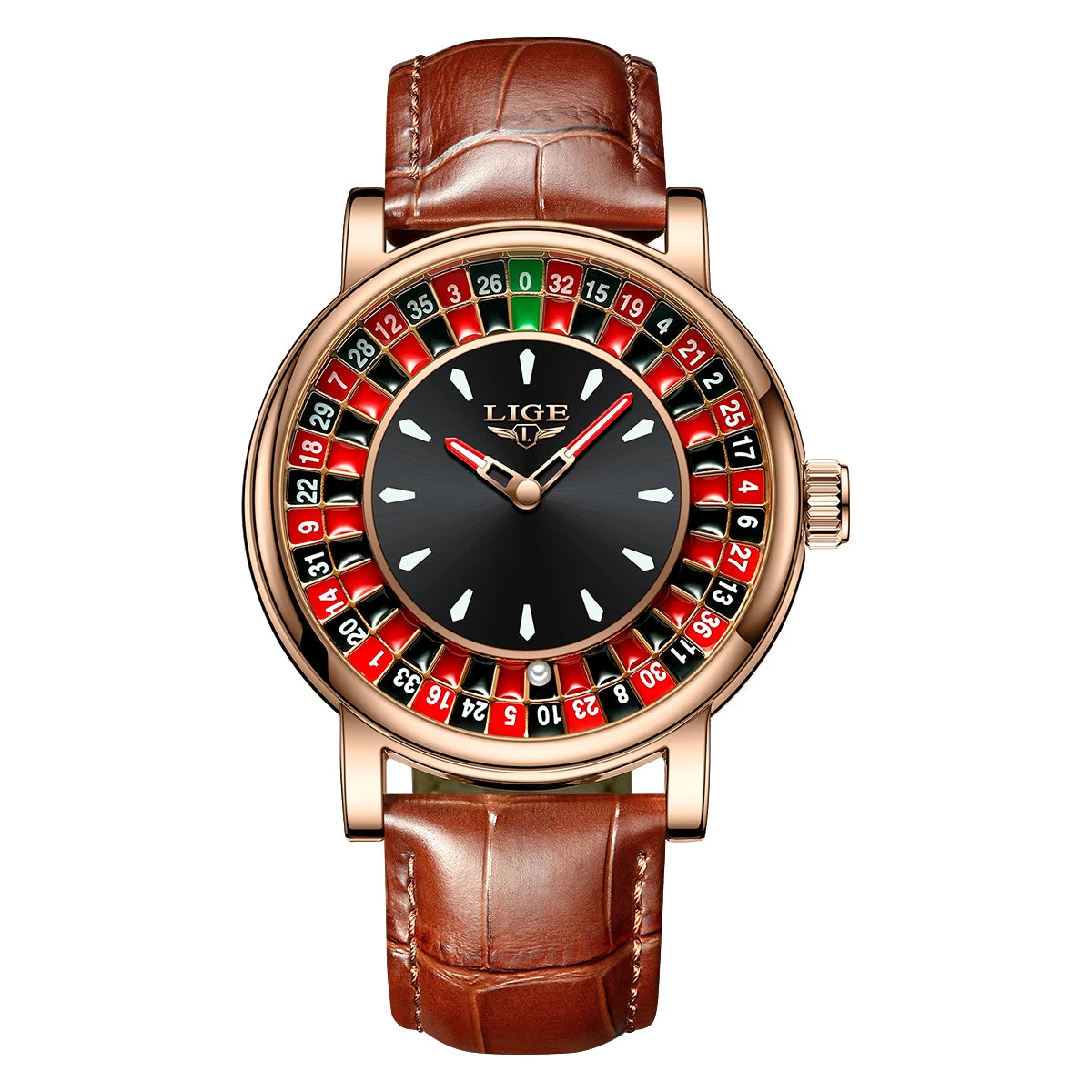 LIGE Men's Rotating Dial Quartz Watch — Luminous, Waterproof, Creative Design