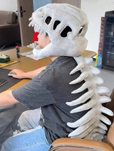 115cm Cosplay Wearable Dinosaur Skeleton Headgear Funny Party Decor Doll Soft Stuffed Animal Soft Plush Halloween Game Prop Gift