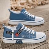 Men's Plus Size Canvas Sneakers — Breathable Lace-Up Casual Flat Shoes