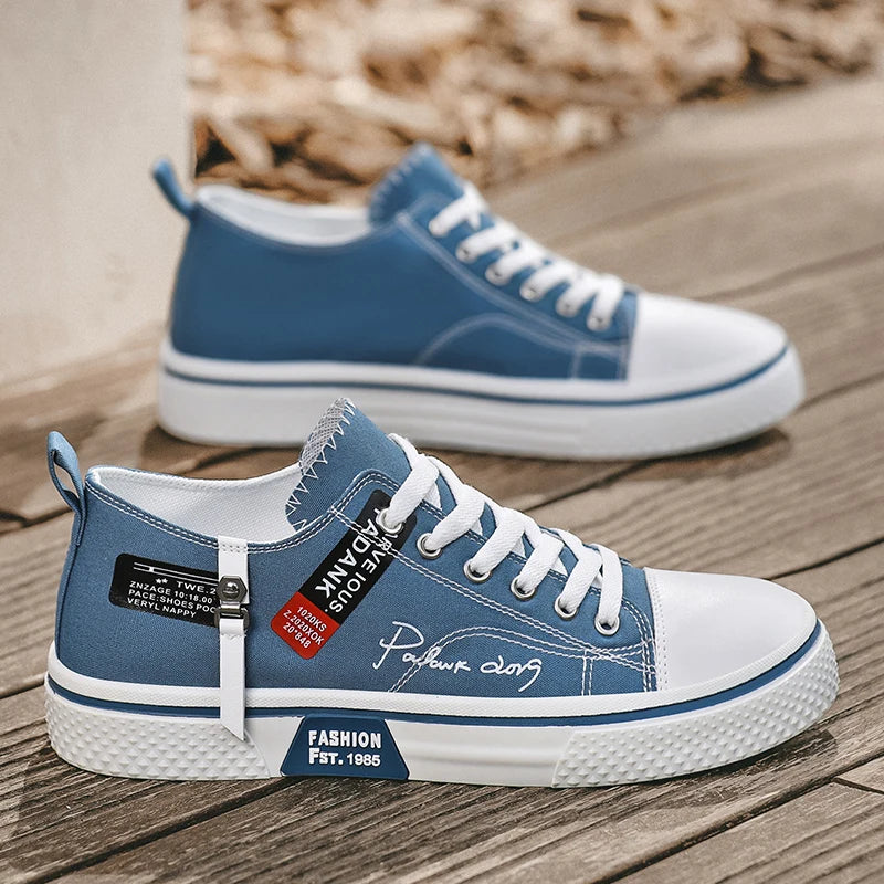 Men's Plus Size Canvas Sneakers — Breathable Lace-Up Casual Flat Shoes