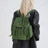 Gothic Punk Backpack Rivets Student School Bag Vintage Duffel Bag with Cross Stud Design Women Large Capacity Travel Bag