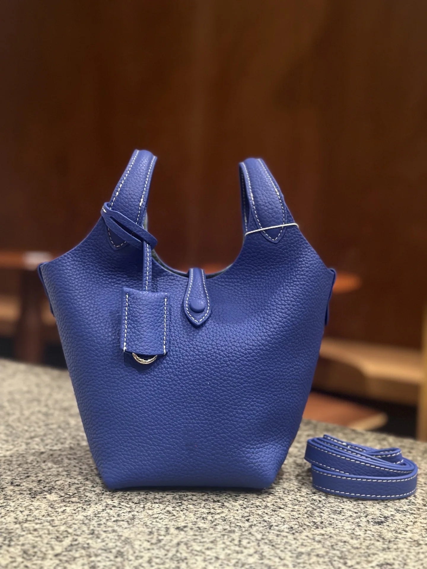 FIRMRANCH European And American Trend Cute Hand-Held Basket Ladies' Bucket Single Shoulder Cross-Body Bag Genuine Leather Purse
