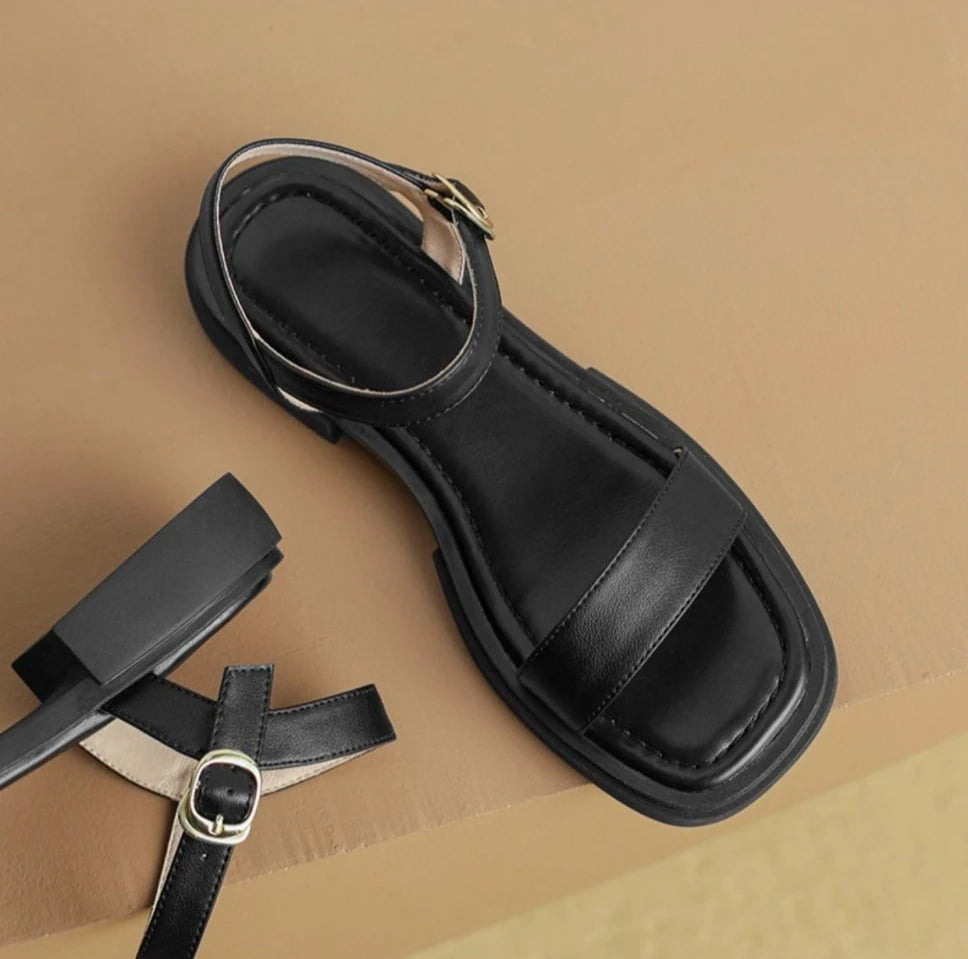 Women's Low-Heel Buckle Strap Sandals