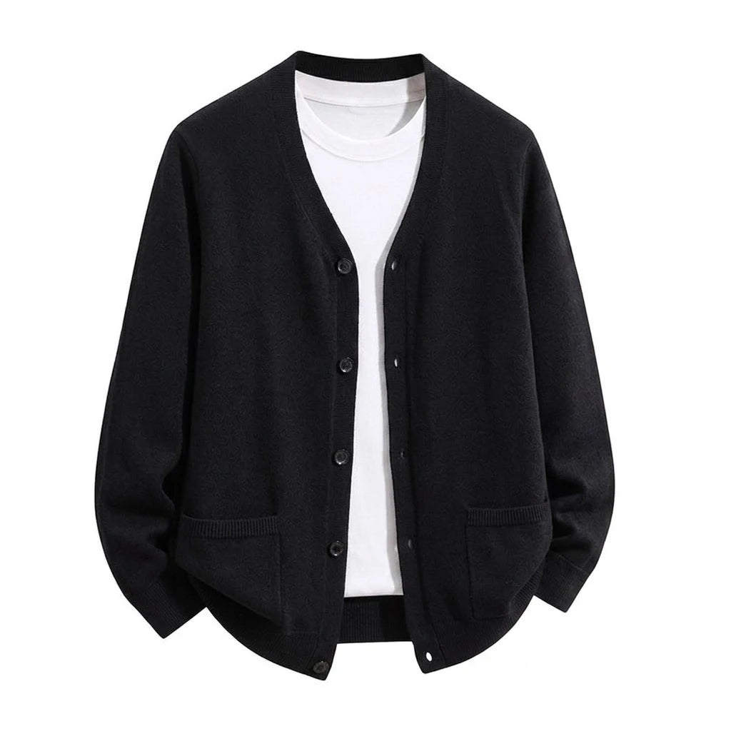 Men’s V-Neck Button Cardigan with Pockets