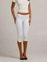 Women's Y2K Low-Rise Capri Leggings | Fold-Over Waistband