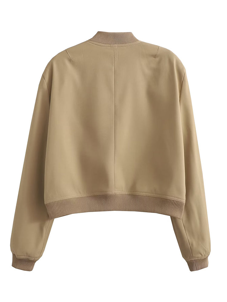 Willshela Women's Solid Bomber Jacket with Pockets