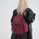 Gothic Punk Backpack Rivets Student School Bag Vintage Duffel Bag with Cross Stud Design Women Large Capacity Travel Bag