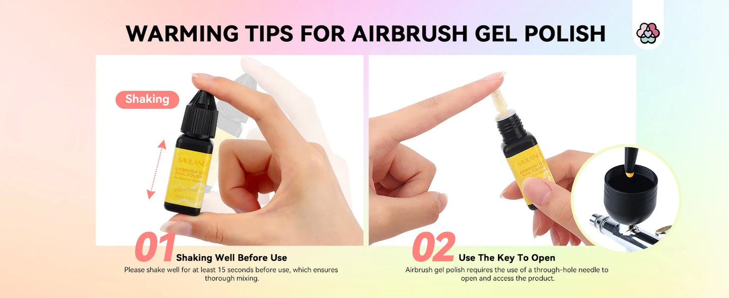SAVILAND 36-Color Airbrush Gel Nail Polish Set – No Dilution